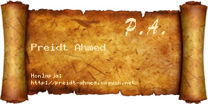 Preidt Ahmed névjegykártya